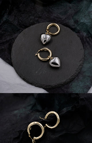 Heart-shaped circle love earrings