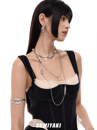 Double Layer Metal Pearl Necklace