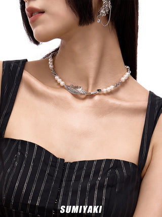 Double Layer Metal Pearl Necklace