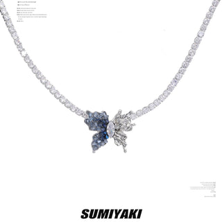 Gradient diamond butterfly necklace