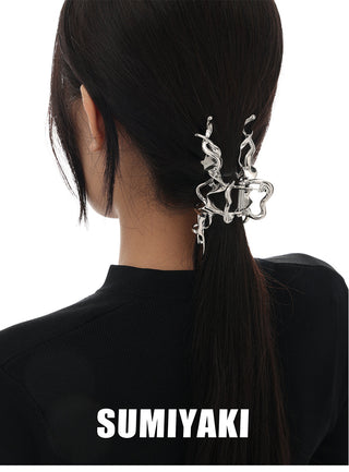 Mirror twin thin band metal hairpin