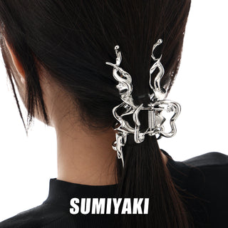 Mirror twin thin band metal hairpin