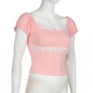 puff sleeve Pink Tops