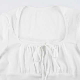 Gentle lace edge fake two-piece top