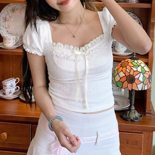 Lace Sweet Girl Knitted Top