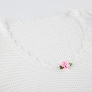 flower stitch knitted top