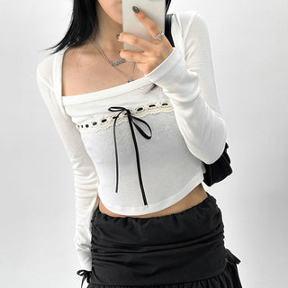 Square collar coquette tops