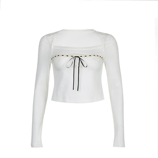 Square collar coquette tops