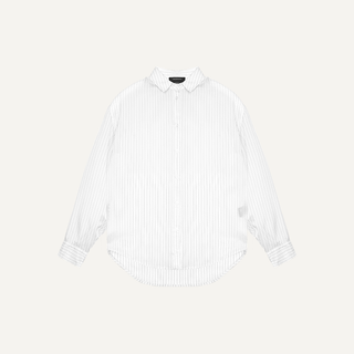 [UNAWARES] Thin Transparent Cuprammonium Striped Long Sleeve Shirt