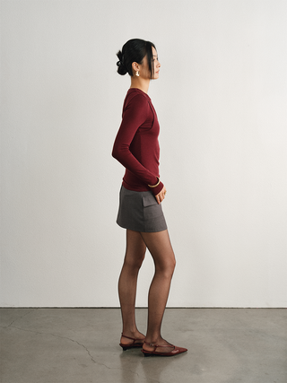 [UNAWARES] Old Money Merino Wool Adjustable Waist Tailored Skirt