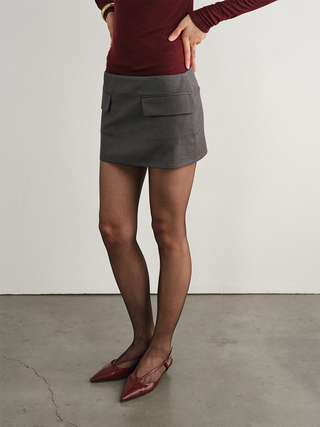 [UNAWARES] Old Money Merino Wool Adjustable Waist Tailored Skirt