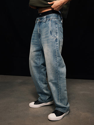 [UNAWARES] Cat Beard Retro Washed Jeans