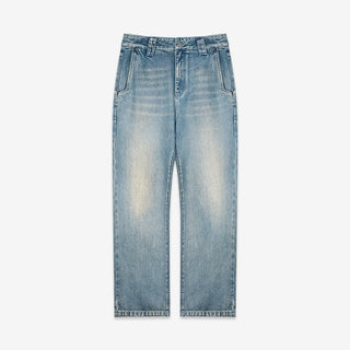 [UNAWARES] Cat Beard Retro Washed Jeans