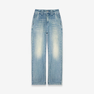 [UNAWARES] Cat Beard Retro Washed Jeans