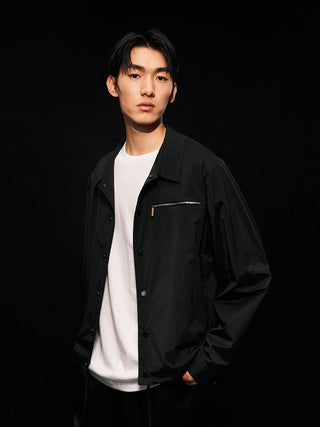 [UNAWARES] Zipper Inlaid Lapel Lightweight Waterproof Jacket