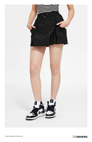 [UNAWARES] Three-Dimensional Pocket Workwear Nylon Skirt