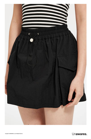 [UNAWARES] Three-Dimensional Pocket Workwear Nylon Skirt