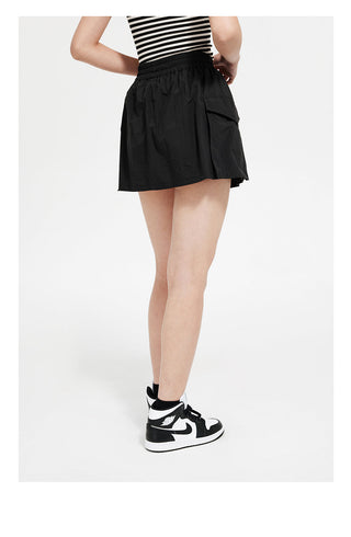 [UNAWARES] Three-Dimensional Pocket Workwear Nylon Skirt