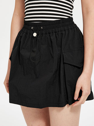 [UNAWARES] Three-Dimensional Pocket Workwear Nylon Skirt