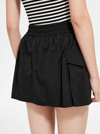 [UNAWARES] Three-Dimensional Pocket Workwear Nylon Skirt