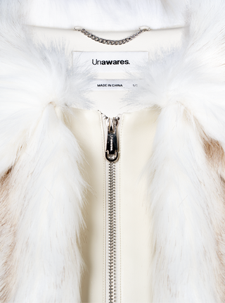 [UNAWARES] Lapel Gradient Dyed Pointed Fur Coat