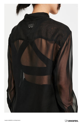 [UNAWARES] Double U Translucent Long Sleeve Shirt