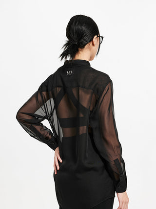 [UNAWARES] Double U Translucent Long Sleeve Shirt