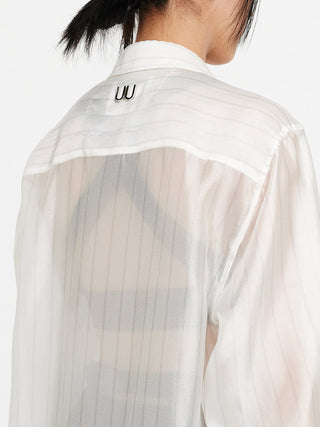 [UNAWARES] Double U Translucent Striped Long Sleeve Shirt