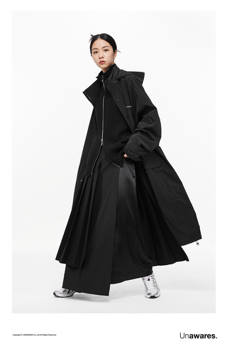 [UNAWARES] Storage Hooded Long Trench Coat