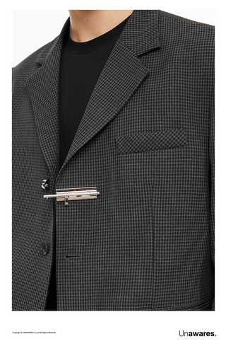 [UNAWARES] Customized Metal Pin Buckle Houndstooth Suit