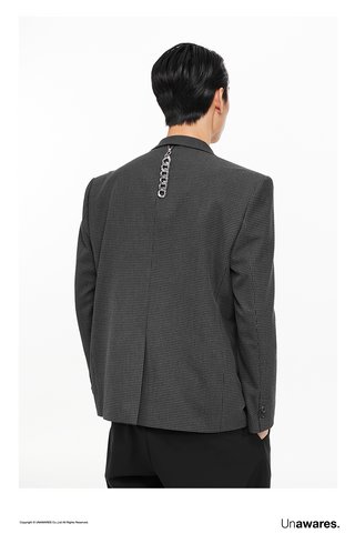 [UNAWARES] Customized Metal Pin Buckle Houndstooth Suit