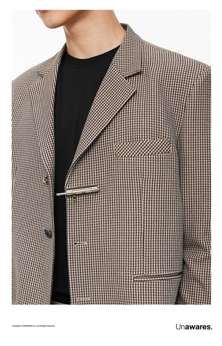 [UNAWARES] Customized Metal Pin Buckle Houndstooth Suit