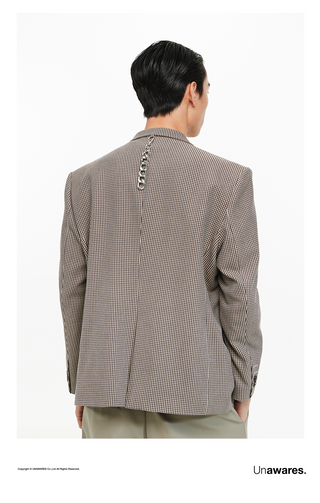 [UNAWARES] Customized Metal Pin Buckle Houndstooth Suit