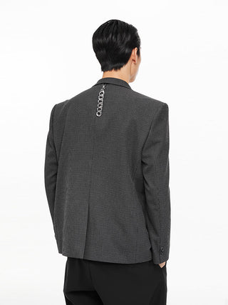 [UNAWARES] Customized Metal Pin Buckle Houndstooth Suit