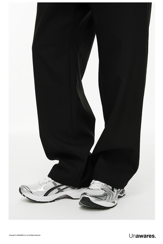 [UNAWARES] Custom Logo Tail Clamp Loose Slim-Fit Pants