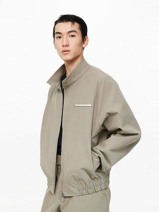 [UNAWARES] Custom Metal Strip Composite Fabric Stand Collar Jacket