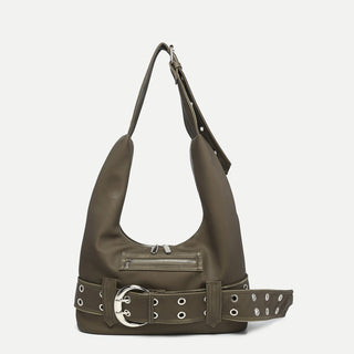 Y2K leather belt buckle bag