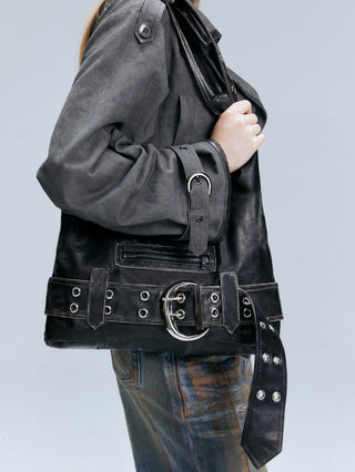 Y2K leather belt buckle bag