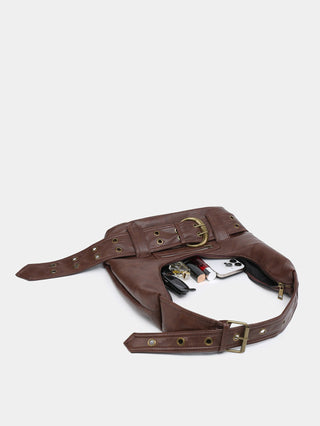 Y2K leather belt buckle bag