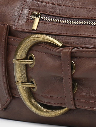 Y2K leather belt buckle bag