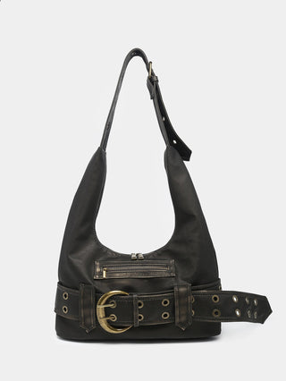 Y2K leather belt buckle bag