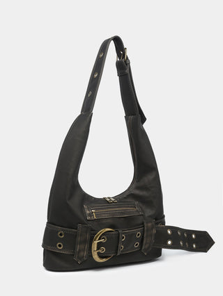 Y2K leather belt buckle bag