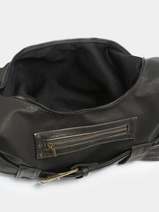 Y2K leather belt buckle bag