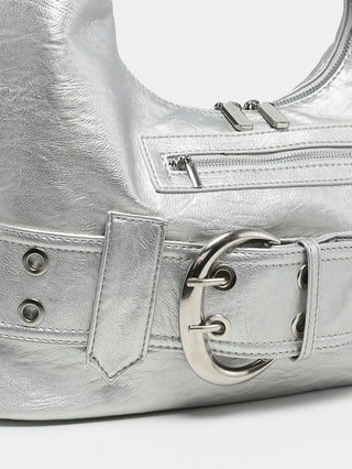 Y2K leather belt buckle bag