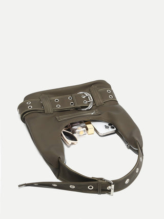 Y2K leather belt buckle bag