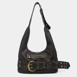 Y2K leather belt buckle bag