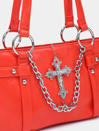 Cross Frame Chain Decoration Shoulder Baste