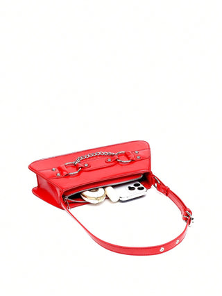 Y2K red vinatge chain buckel bag