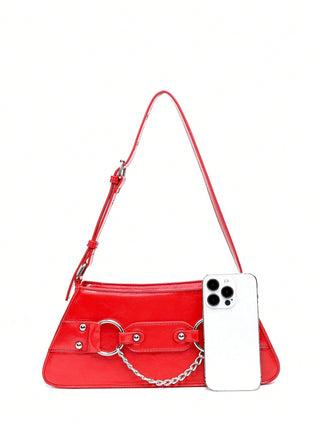 Y2K red vinatge chain buckel bag