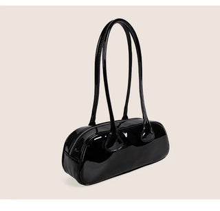 Korean retro bowling patent leather bag